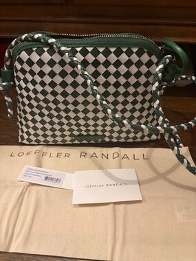 Loeffler Randall Green and White Woven Crossbody
